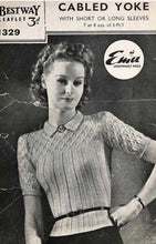 Load image into Gallery viewer, Reproduction 1940s Rib and Cable Knit Jumper in Bashful Blue Acrylic - B36 38 40