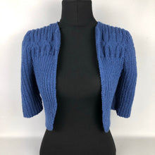 Load image into Gallery viewer, 1940s Style Hand Knitted Bolero in Blue - B34 36
