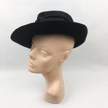 Load image into Gallery viewer, 1940s Black Felt Fedora Hat