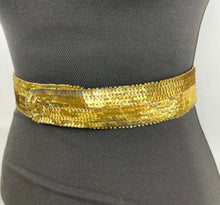 Load image into Gallery viewer, Original 1930's French Made Gold Sequin Belt with Rounded Ends - Waist 28 29