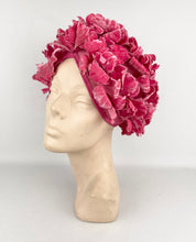Load image into Gallery viewer, Wonderfully Bright Pink Mid 20th Century Floral Hat - Such a Fun Design *