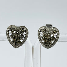 Load image into Gallery viewer, Beautiful Vintage Heart Shaped Earrings with Marcasite Middles