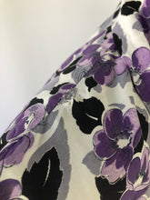 Load image into Gallery viewer, Wounded But Wearable 1940s Black, Purple and White Dress - B36