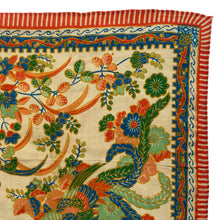 Load image into Gallery viewer, Original 1920's Pongee Silk Hankie with Floral Print and Bold Bird Design - Great Gift Idea