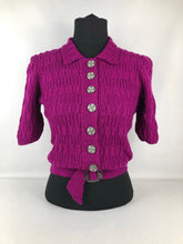 Load image into Gallery viewer, 1940s Reproduction Handknitted Belted Cardigan with Collar from March 1941 - Bust 36 37 38 39 40