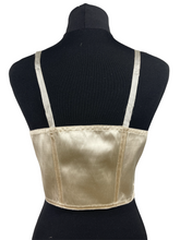 Load image into Gallery viewer, Original 1920's Flapper Cream Satin Binder Bra with Boning - True Vintage Underwear - Bust 34"
