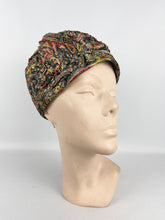 Load image into Gallery viewer, Fabulous Original 1920's Pleated Cloche in Vibrant Shades with Bow Trim *