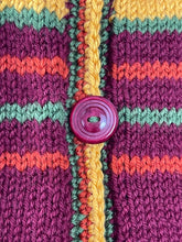 Load image into Gallery viewer, Late 1930's Reproduction Hand Knitted Long Sleeved Ski Jacket in Bordeaux, Amber, Terracotta and Bayleaf Green Pure Wool - Bust 36