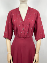 Load image into Gallery viewer, Original 1940s Red Crepe Beaded Dress - Wounded - Bust 38 39 40