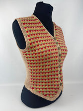 Load image into Gallery viewer, Original 1940s Fair Isle Waistcoat in Red, Green and Yellow - Charming Vintage Knit - Bust 30 31 32