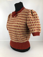 Load image into Gallery viewer, Reproduction 1940s Waffle Stripe Jumper Knitted from a Wartime Pattern - B 38 39 40 41 42