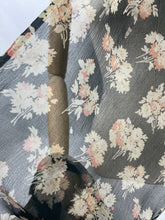 Load image into Gallery viewer, Original 1930's Fine Floral Chiffon Scarf on Black - Great Christmas Gift