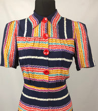 Load image into Gallery viewer, Amazing 1940s CC41 Striped Crepe Dress - B34