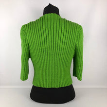 Load image into Gallery viewer, 1940s Reproduction Hand Knitted Bolero in Grass Green - B34 35 36 37 38