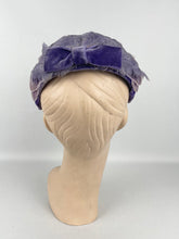 Load image into Gallery viewer, Original 1950's Two Tone Purple Feather and Velvet Half Hat