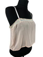 Load image into Gallery viewer, Original 1920's Semi Sheer Peach Chiffon Camisole with Beautiful Lace Trim - Bust 34"