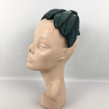 Load image into Gallery viewer, 1950s Blue Cotton Velvet Petal Half Hat with Wired Frame
