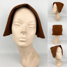 Load image into Gallery viewer, Original 1940's 1950's Warm Chocolate Brown Felt Dutch Bonnet - Neat Little Hat
