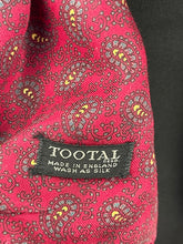 Load image into Gallery viewer, Vintage Red Artificial Silk Scarf with Grey and Yellow Paisley Print by Tootal
