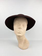 Load image into Gallery viewer, Original 1930s Chocolate Brown Felt Hat - Classic Shaped Piece