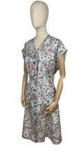 Load image into Gallery viewer, Original Volup 1950's Kenrose Grey Cotton Dress with Pink and White Floral - Bust 40 42 *