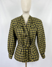 Load image into Gallery viewer, Reproduction 1940s Green and Black Check Jacket - Bust 38 40 42