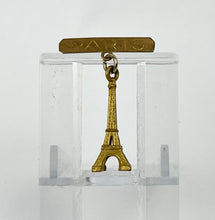 Load image into Gallery viewer, Vintage Mid Century Eiffel Tower Paris Tourist Brooch in Gold Tone
