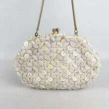 Load image into Gallery viewer, Vintage Iridescent Pastel Sequin Evening Bag with Glass Seed Beads - Made in Hong Kong