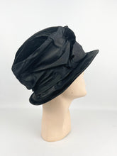 Load image into Gallery viewer, Original Edwardian Black Grosgrain and Velvet Hat with Silk Lining *