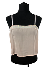 Load image into Gallery viewer, Original 1920's Semi Sheer Peach Chiffon Camisole with Beautiful Lace Trim - Bust 34"