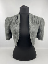 Load image into Gallery viewer, 1940's Reproduction Hand Knitted Bolero in Graphite Grey - B36 37 38 39 40 41 42
