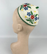 Load image into Gallery viewer, 1940's Tyrolean Felt Cap with Floral Silk Embroidery - Charming Vintage Piece