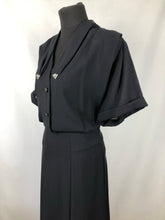 Load image into Gallery viewer, 1940s Black Volup Day Dress Deadstock with Original Tag - Bust 50 52