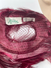 Load image into Gallery viewer, Original 1950's American Made Burgundy Feather and Net Hat *