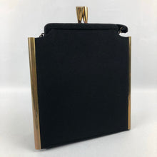 Load image into Gallery viewer, 1940s Black Box Bag with Gold Metal Trim