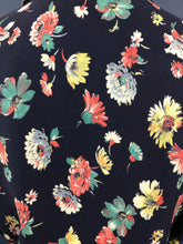 Load image into Gallery viewer, CC41 Navy Floral Cotton House Dress - Bust 38" 40”