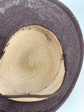 Load image into Gallery viewer, Original 1930's Two Tone Straw Hat with Brown Satin Ribbon Trim *