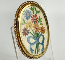 Load image into Gallery viewer, Original 1950's Embroidered Flower Brooch - Vintage Embroidered Brooch