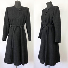 Load image into Gallery viewer, Original 1930s Inky Black Boucle Wool Belted Coat - Bust 36 38