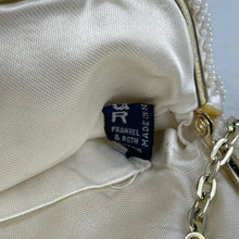Load image into Gallery viewer, Charming Vintage Frankel & Roth Cream Satin Evening Bag with Glass Bead and Faux Pearl Decoration
