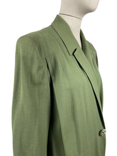 Load image into Gallery viewer, Original 1940's Volup American Made Green Lightweight Wool Crepe Coat - Bust 46 48