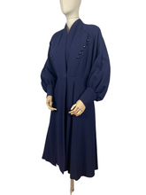 Load image into Gallery viewer, Exceptional 1940s French Navy Coat with Balloon Sleeves - Bust 36