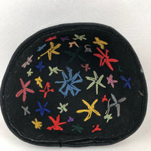 Load image into Gallery viewer, 1930s Black Felt Skull Cap with Floral Wool Work Embroidery