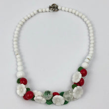 Load image into Gallery viewer, 1940s 1950s Red, White and Green Glass Button and Bead Necklace