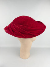 Load image into Gallery viewer, Original 1950's Bright Red Velvet Platter Hat by Jacoll *
