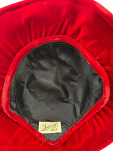 Load image into Gallery viewer, Original 1950's Bright Red Velvet Platter Hat by Jacoll *