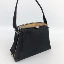 Load image into Gallery viewer, 1940s "Golden Age" Black Fabric Covered Box Bag with Paste Trim