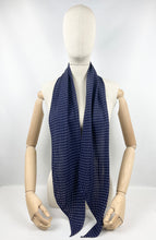 Load image into Gallery viewer, Original 1930's Dark Blue Dagger Point Scarf with Fine Polka Dot Detail - Great Christmas Gift