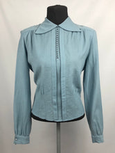 Load image into Gallery viewer, Original 1940s CC41 Blue Wool Blouse by Etam- B36 38