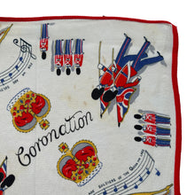Load image into Gallery viewer, Original 1950's Queen Elizabeth II Coronation Souvenir Hankie in Crepe